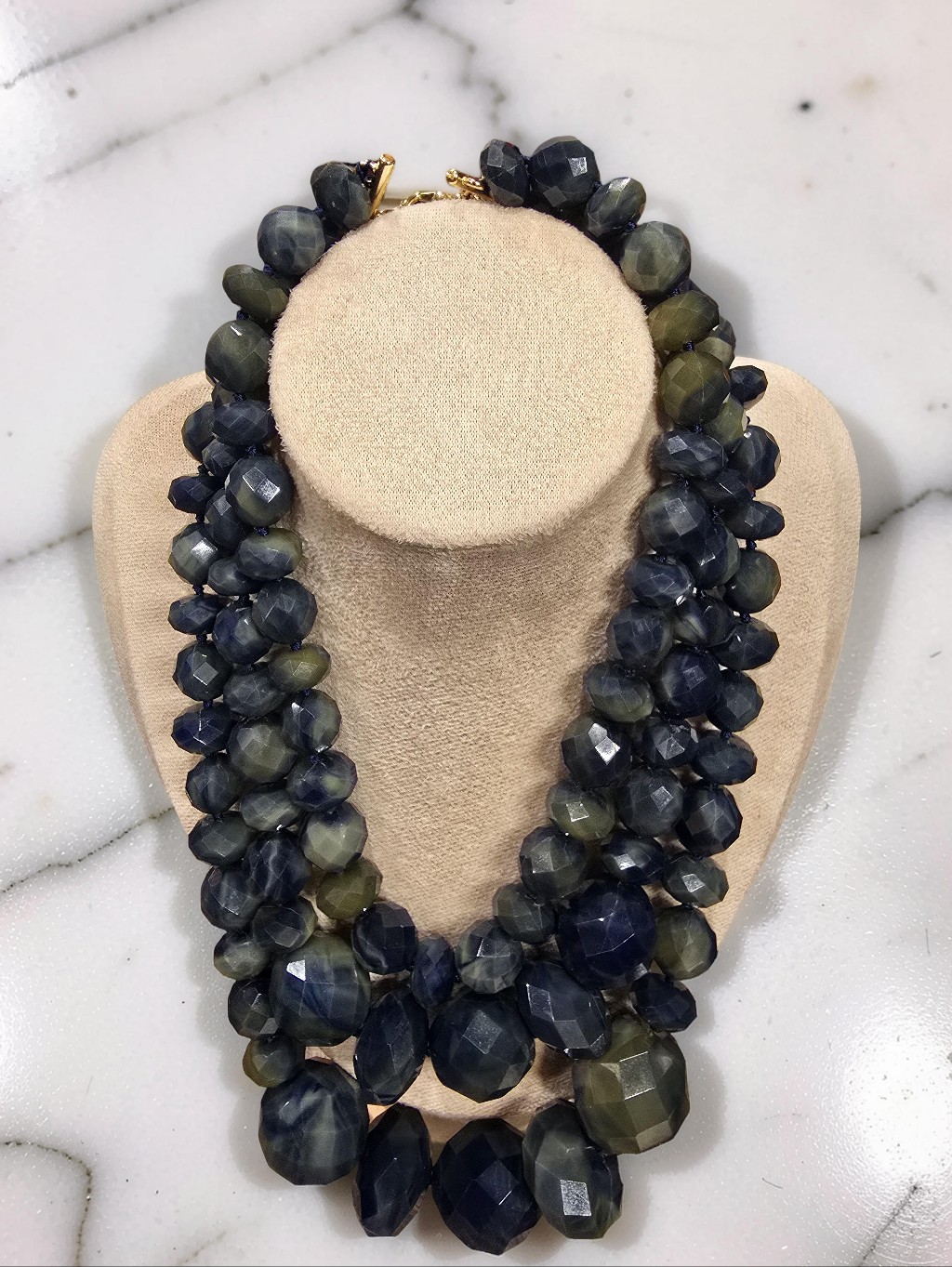 Kate Spade Rare Retired Multi Strand Faceted Bead Statement Bib Necklace
